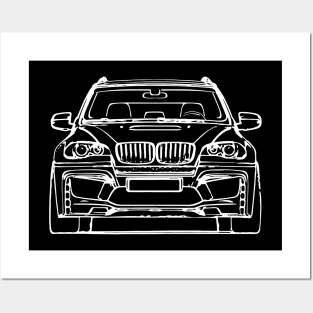 White X5 E70 Car Sketch Art Posters and Art